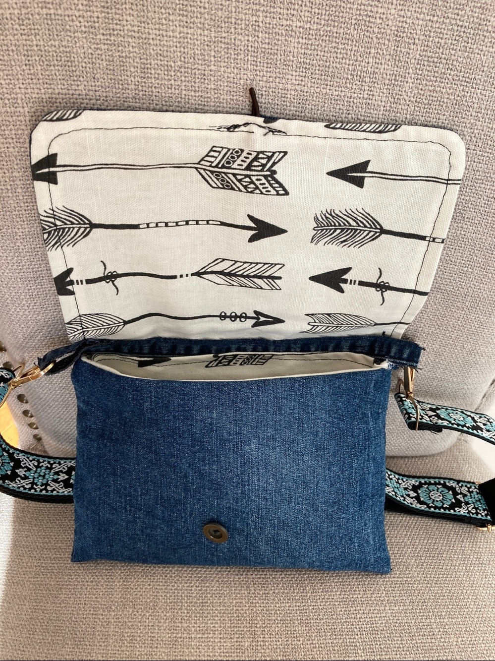 Handcrafted Denim Crossbody Bag - Picture 2 of 4